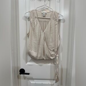 Rachel Zoe Cream Sleeveless Wrap Blouse